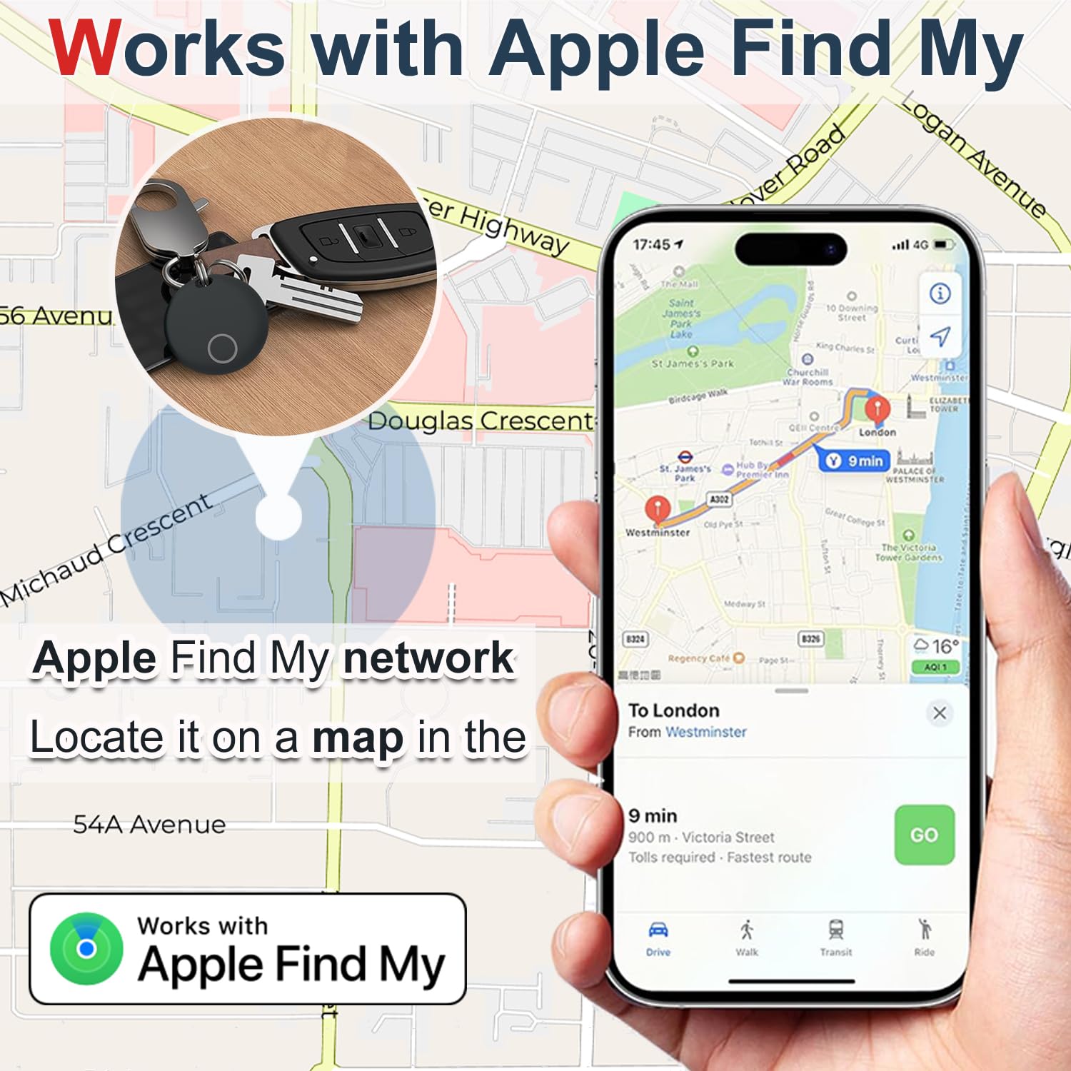 YAOTE Air Tracker Tags 4 Pack Luggage Tracker Works with Find My (iOS only), Key Tracker, Wallet, Suitcase,Bicycle and More, Replaceable Battery, IP67 Waterproof