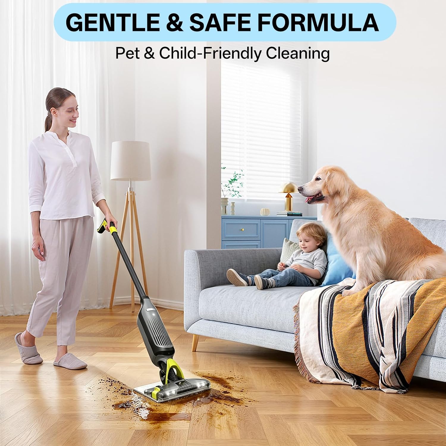 1 L Multi-Surface Solution Compatible with Shark Vacmop Cleaner Solution | Camellia scent Hard Surface and Area Rug Cleaners, Gentle Formula Quick Drying Without Residue