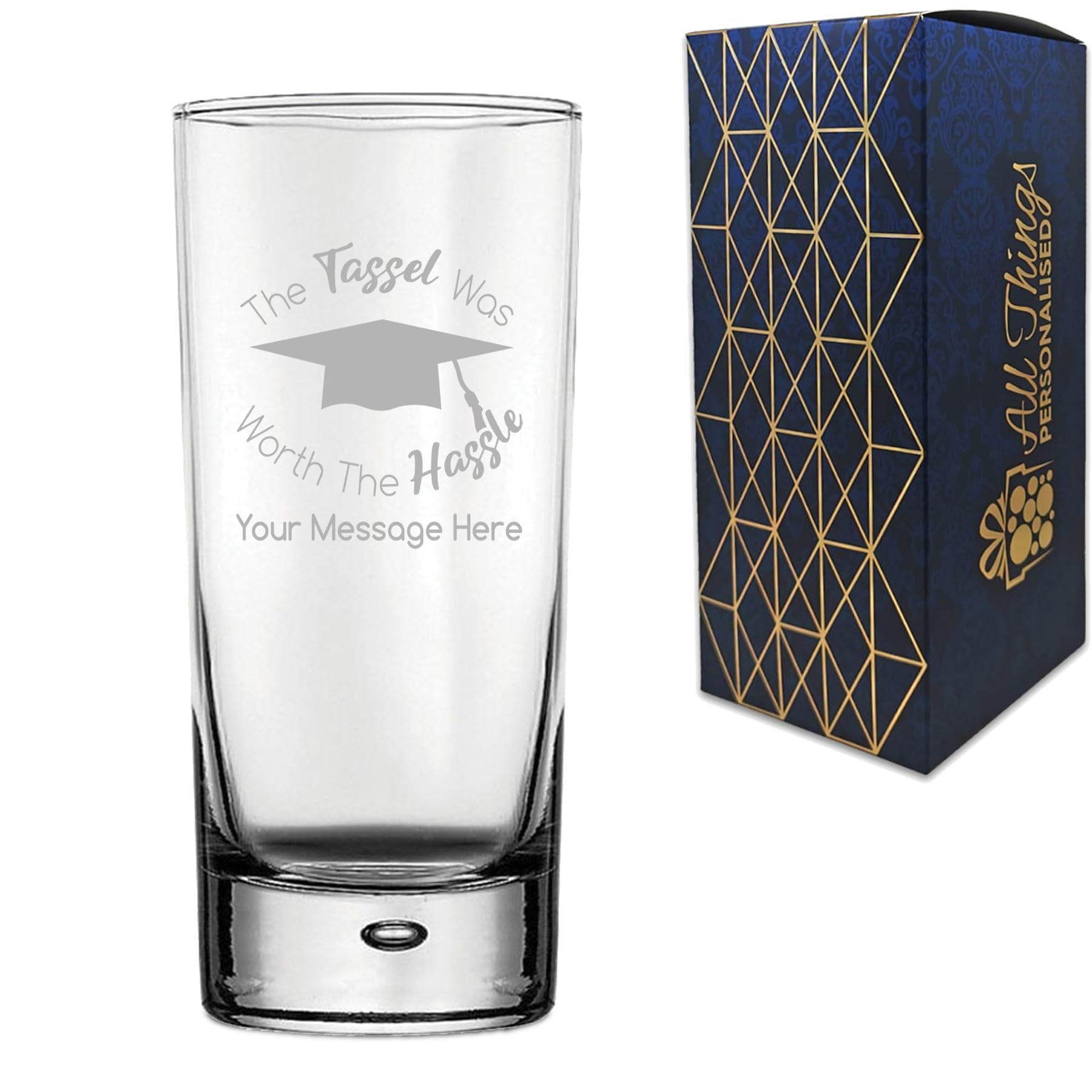 Personalised Engraved Graduation Hiball Tumbler with 'The Tassel was Worth the Hassle' Design, Personalise with Any Name or Message, Gift Box Included, Laser Engraved, Uni College Graduation Gift