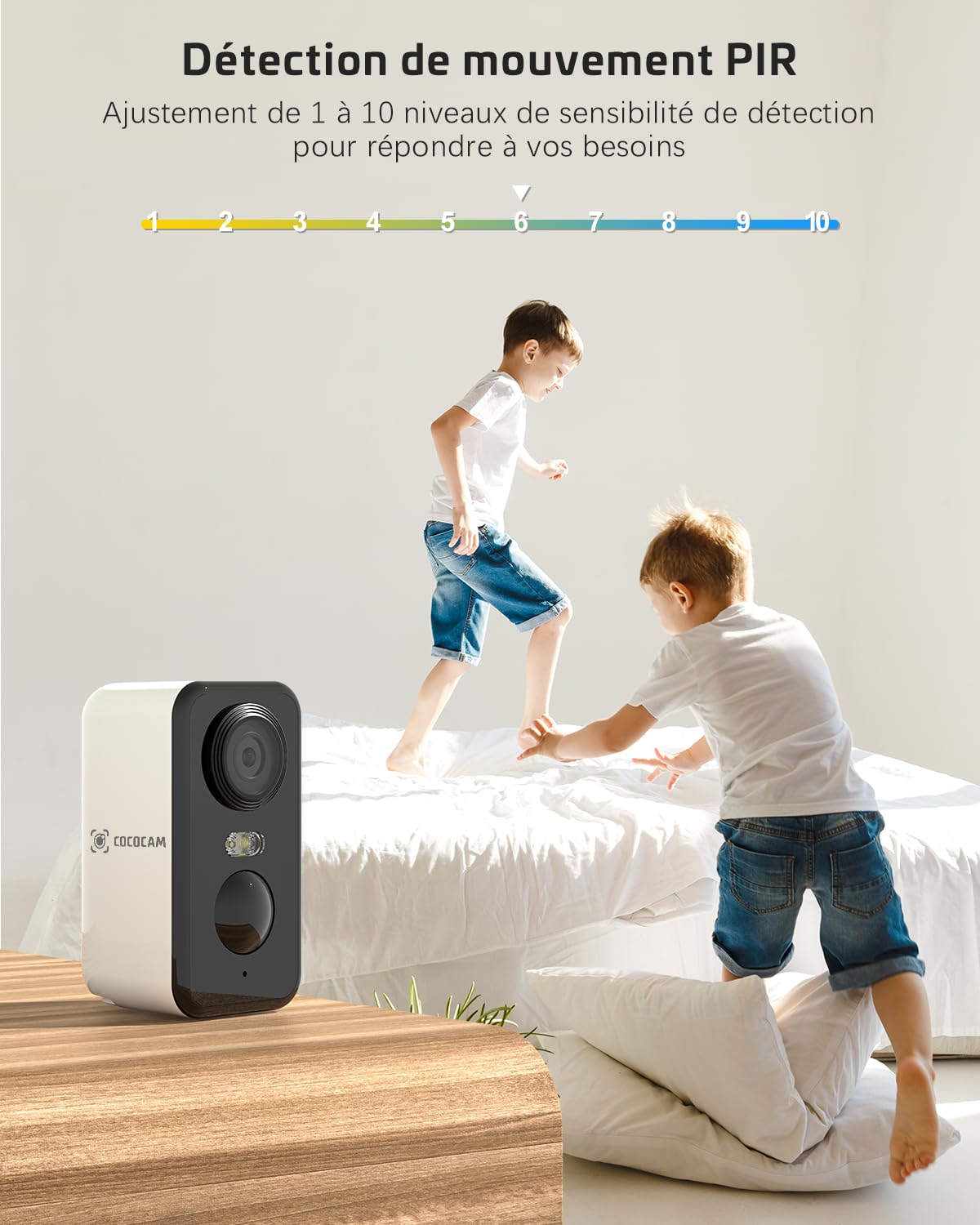 COCOCAM 2K Camera Surveillance WiFi Exterieure sans Fil Batterie
