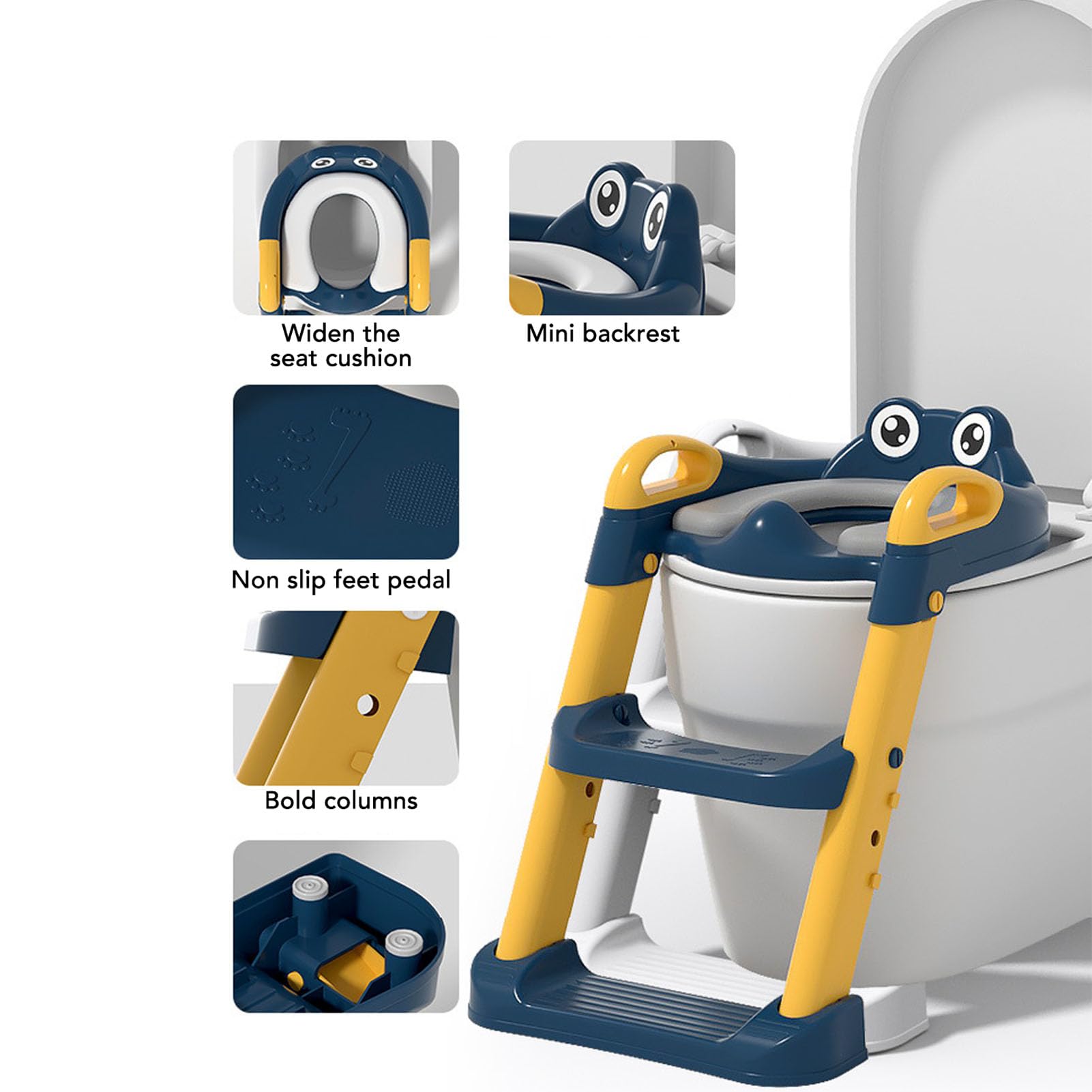 Sgabello Toilette per Vasino, Scaletta per WC Pieghevole per Bambini Sedile a Prova di Spruzzi di Urina Altezza Regolabile per la Casa per i più Piccoli (Limone giallo)