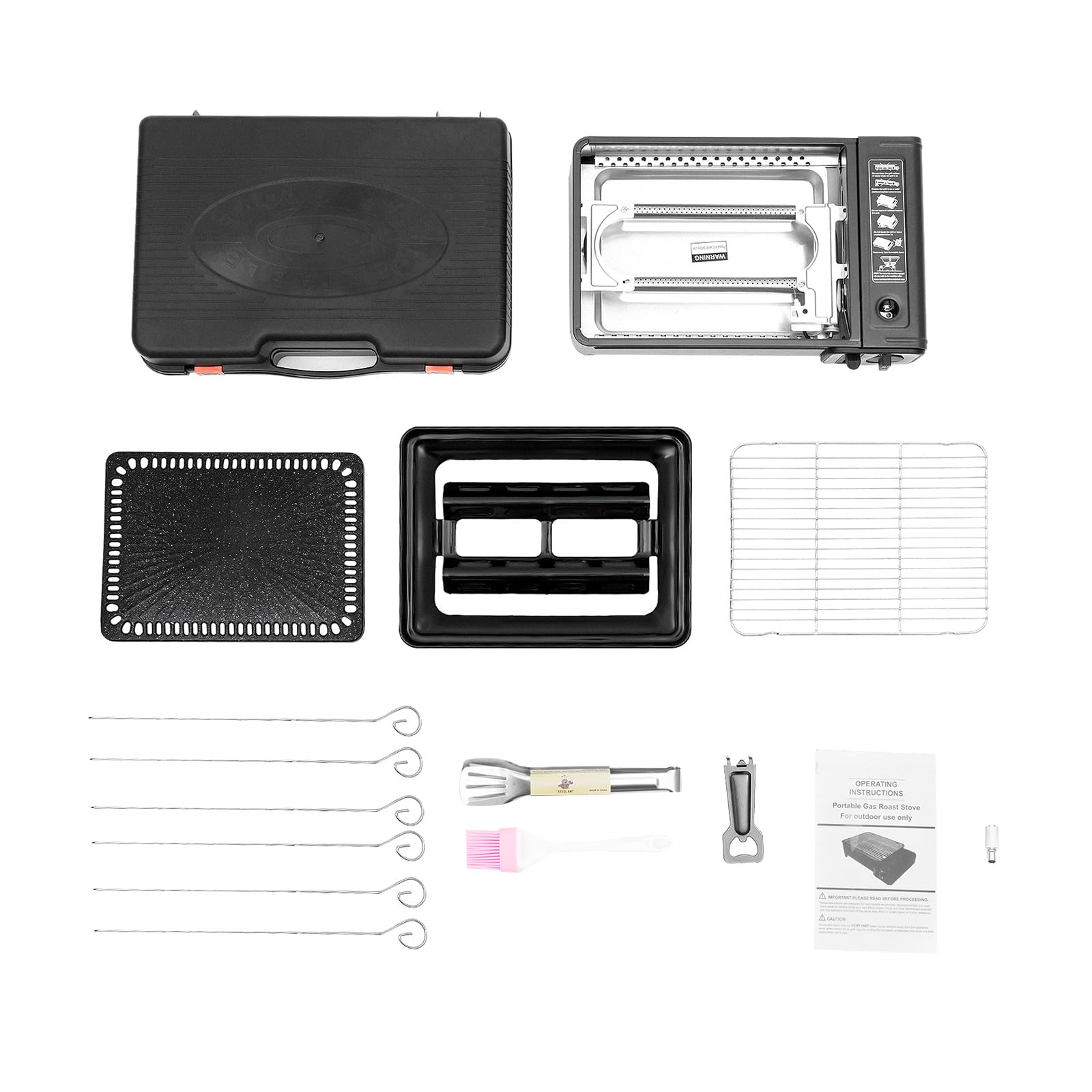 Barbecue a gas portatile da campeggio, piccolo con rete per barbecue, cartucce, griglia a gas, mini fornello a gas con piastra, cartuccia a gas da campeggio, barbecue a gas, piccolo barbecue