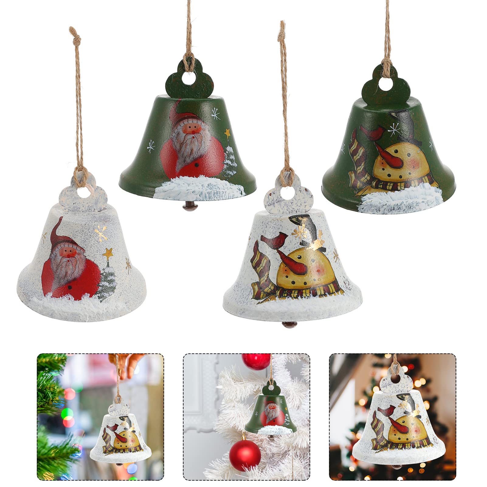 Cabilock 3 Set Campane Di Natale Alberi Di Natale Luci Per Esterni Luci Da Festoni Lucine All'aperto Luci Fatate Campana Appesa Al Festival Campana Sospesa Ferro Battuto 4 Pezzi * 3