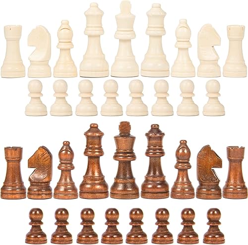 Miniatura 2 de AMEROUS Piezas de ajedrez de madera solo con 2 reinas adicionales, tamaño King de 3.0 pulgadas, bolsa de almacenamiento, instrucciones de ajedrez,