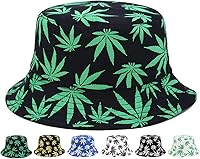 Vista 1 de INOGIH Sombrero reversible de pescador plegable de marihuana y cannabis