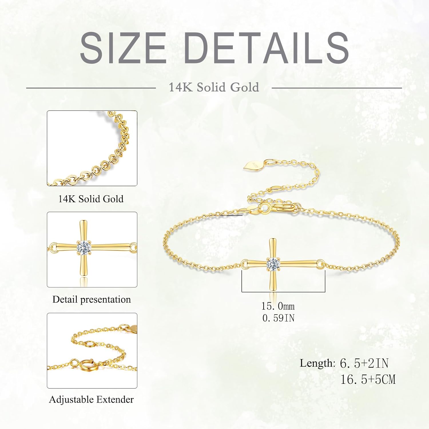 DOVRAN 14K Gold Cross Bracelet for Women Solid Gold Faith Bracelet Real Gold Cross Jewelry for Her - Image 4