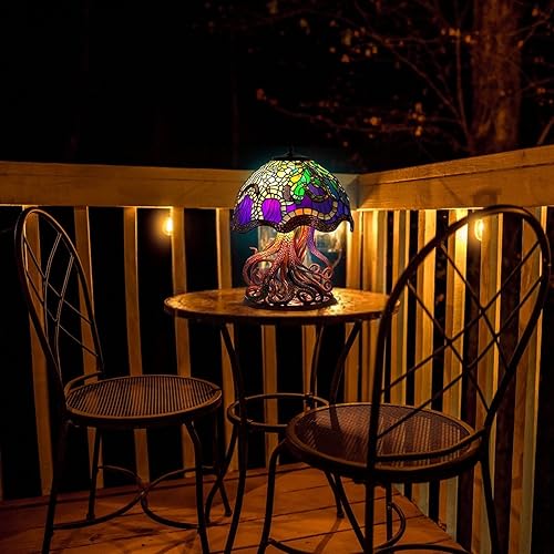 Miniatura 4 de WEERSHUN Lámparas de mesa de la serie de plantas de vidrieras 2030, lámparas de mesa vintage, lámparas de noche, lámparas de mesa altas, luces de