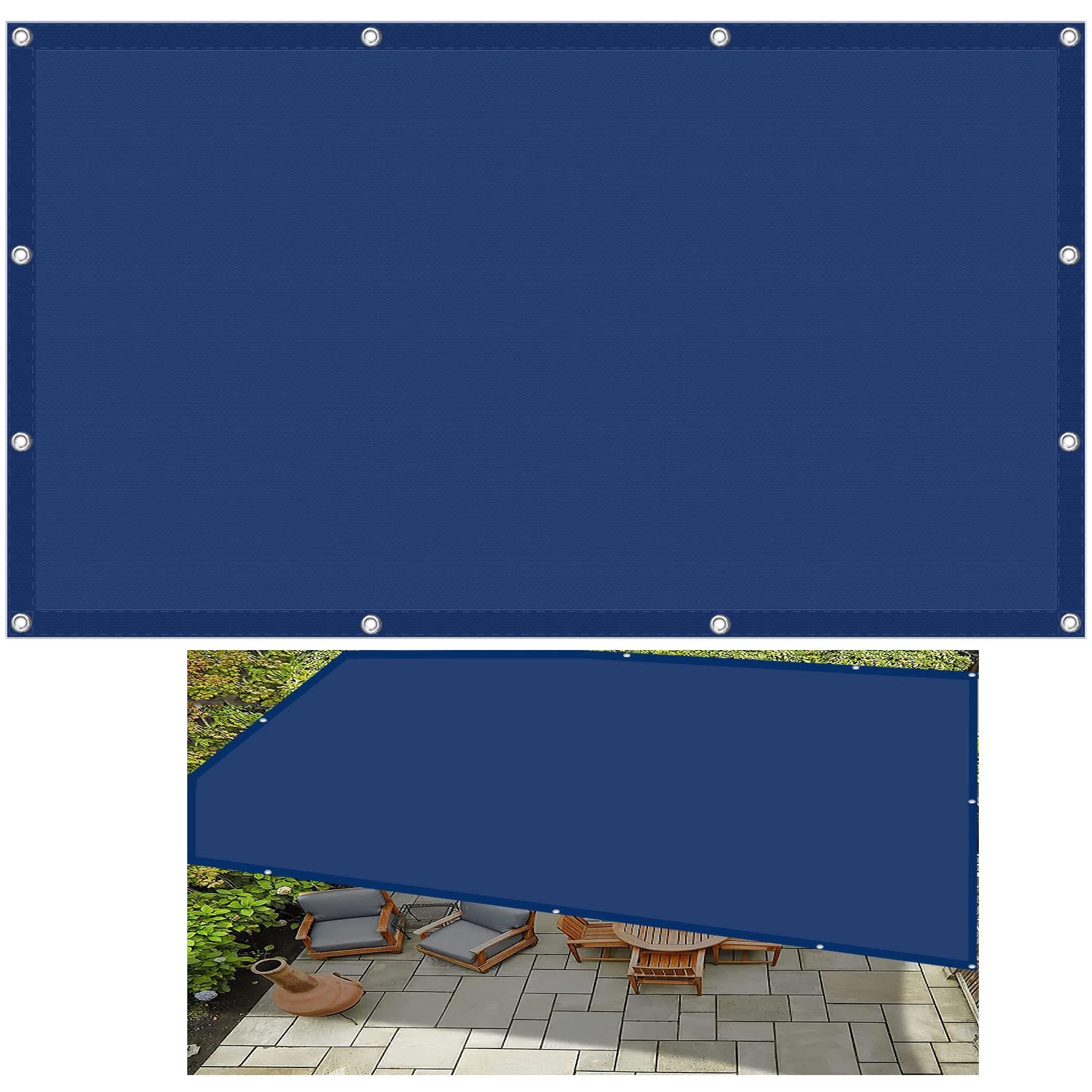 Voile d'ombrage rectangulaire 3.5x6m bleu foncé pour terrasse