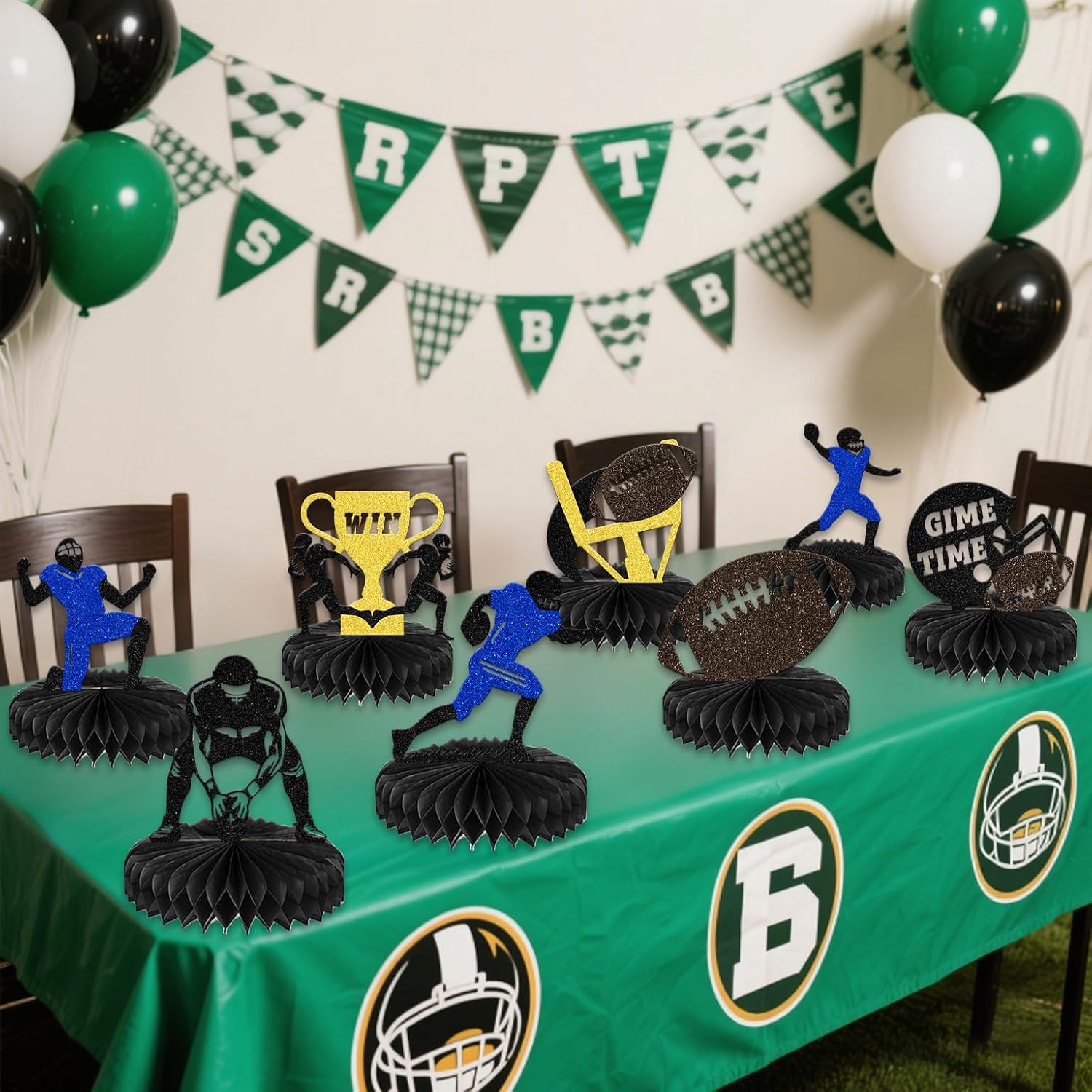8Pcs Football Honeycomb Centerpiece - Football Birthday Table Decoration - Sport Game Time Party Decoration