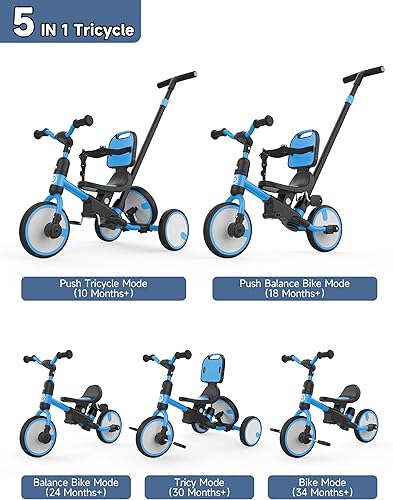 Miniatura 2 de besrey Bicicleta 5 en 1 para niños pequeños, triciclo para niños de 1 a 3 años