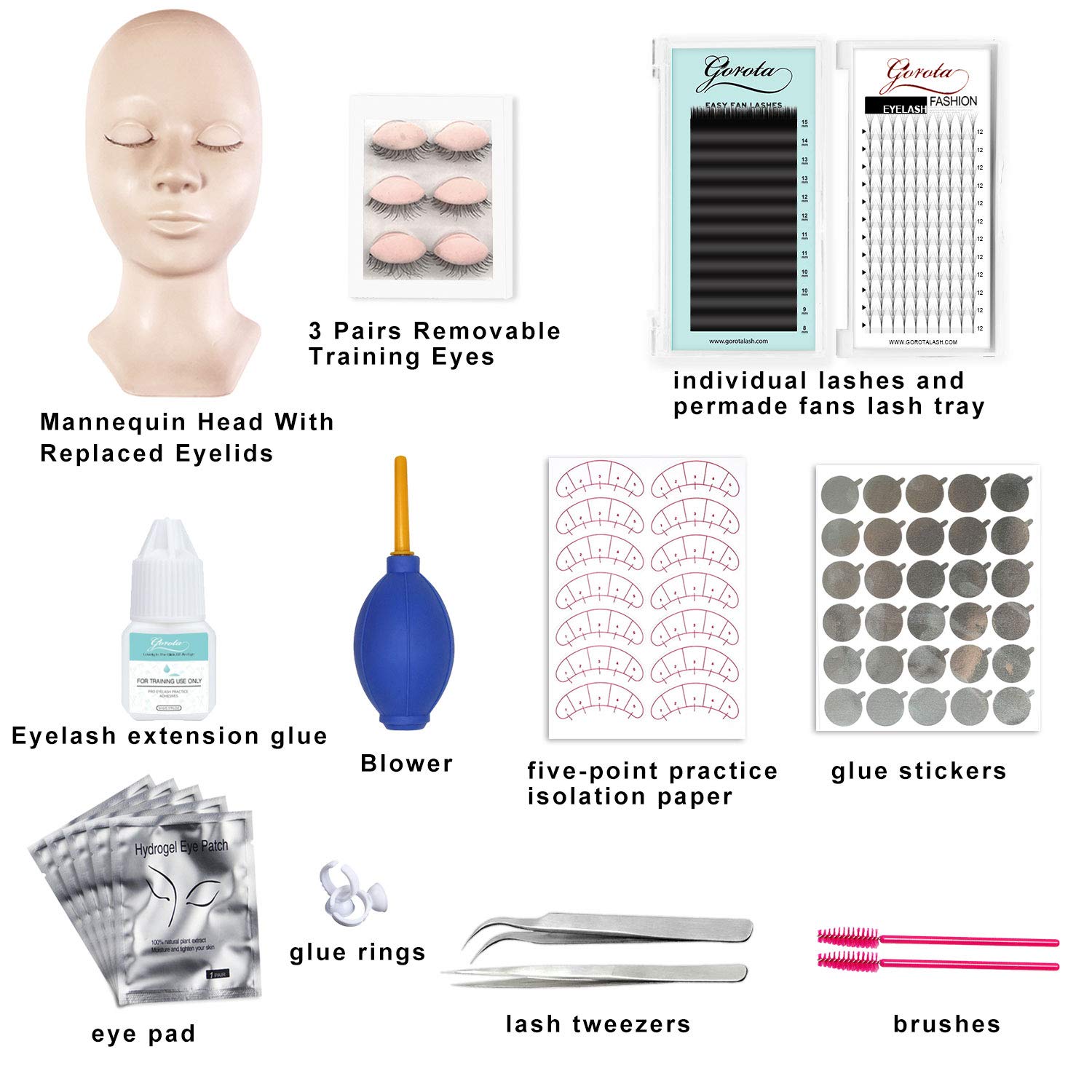 Eyelash Extension Kit,Mannequin Head With Replaced Eyelids Silicone