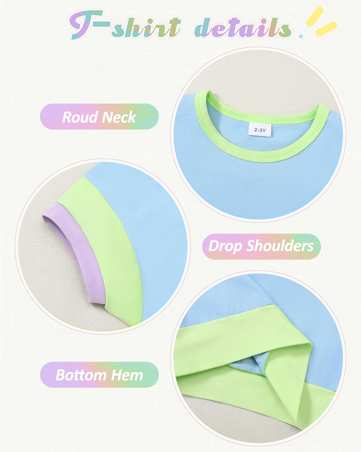 SANMIO Toddler Girl Clothes Summer Toddler Girls Color Block Short Sleeve Shorts Sweatsuit Outfits 2 Piece Clothing Set - Image 5