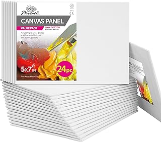 PHOENIX Small Painting Canvas Panels 5x7 Inch, 24 Bulk Pack - 8 Oz Tripl...