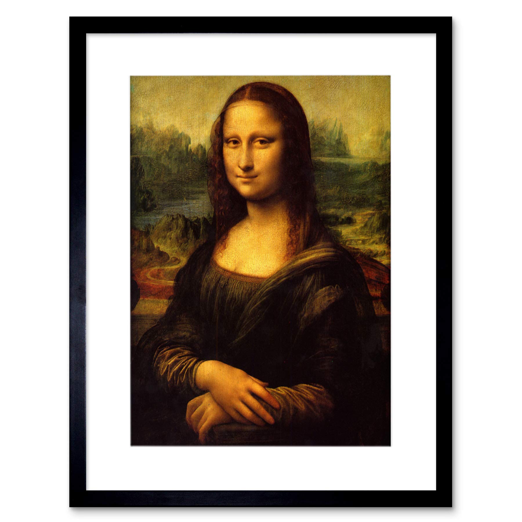 Artery8 Framed Print - Mona Lisa Detail - 12x16" - Brown