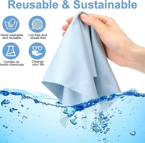 Miniatura 10 de Frienda Paquete de 12 paños de limpieza grandes de microfibra de vidrio de 12 x 12 pulgadas, paños de limpieza de lentes de sol de gran tamaño para