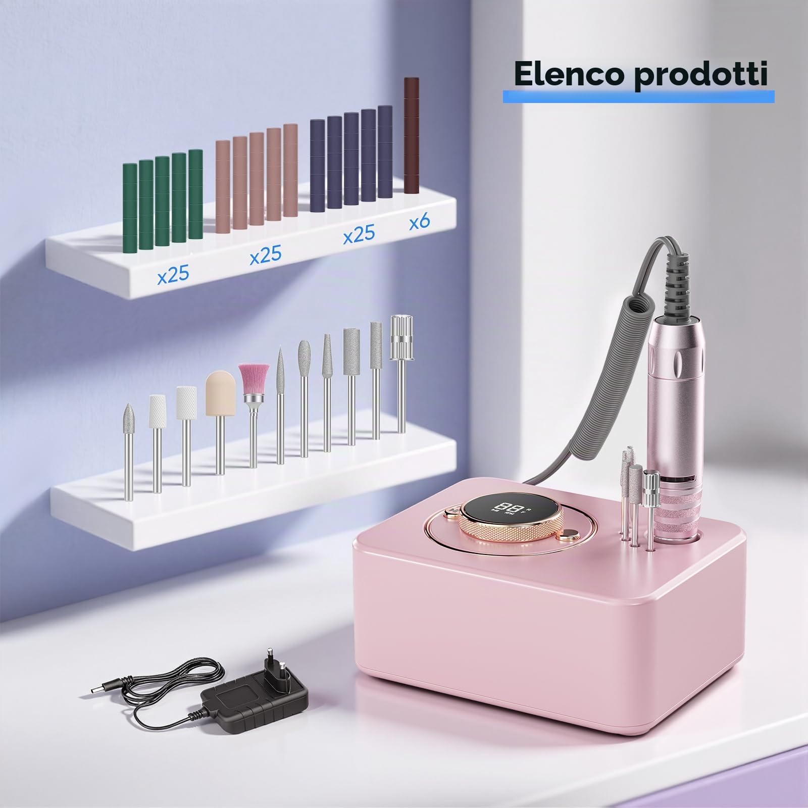Fresa per Unghie Professionale 35000RPM,Lima Elettrica per Unghie,Manicure e Pedicure, Trapano Elettrico per Rimozione Gel/Smalto,Salone Manicure Set e Pedicure Elettrico