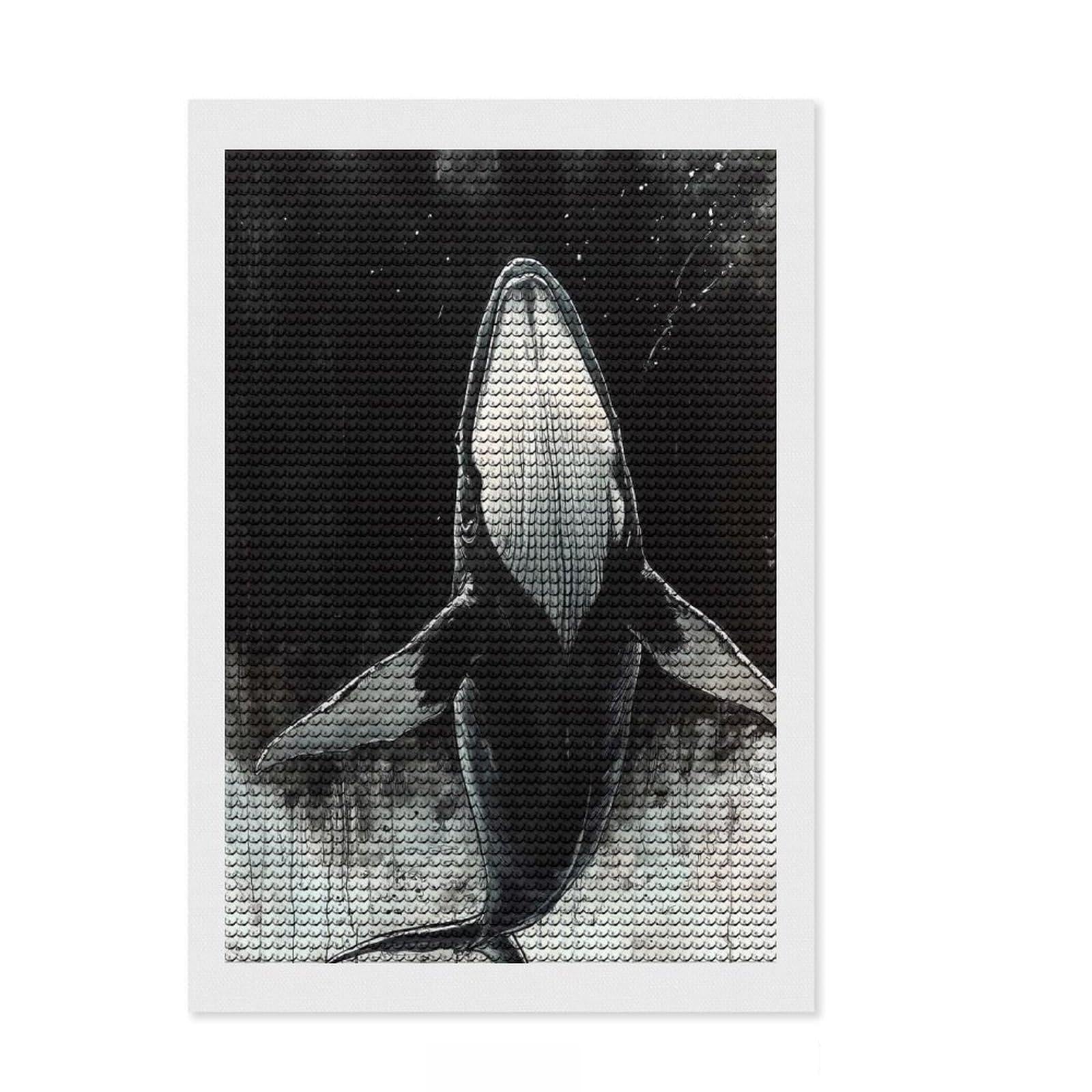 Junmoney Whale in The Deep Diamond Painting Set 8"x12", Sparkling Round Gems, Satisfying Creative Project, Fun Craft Experience, Office Decor