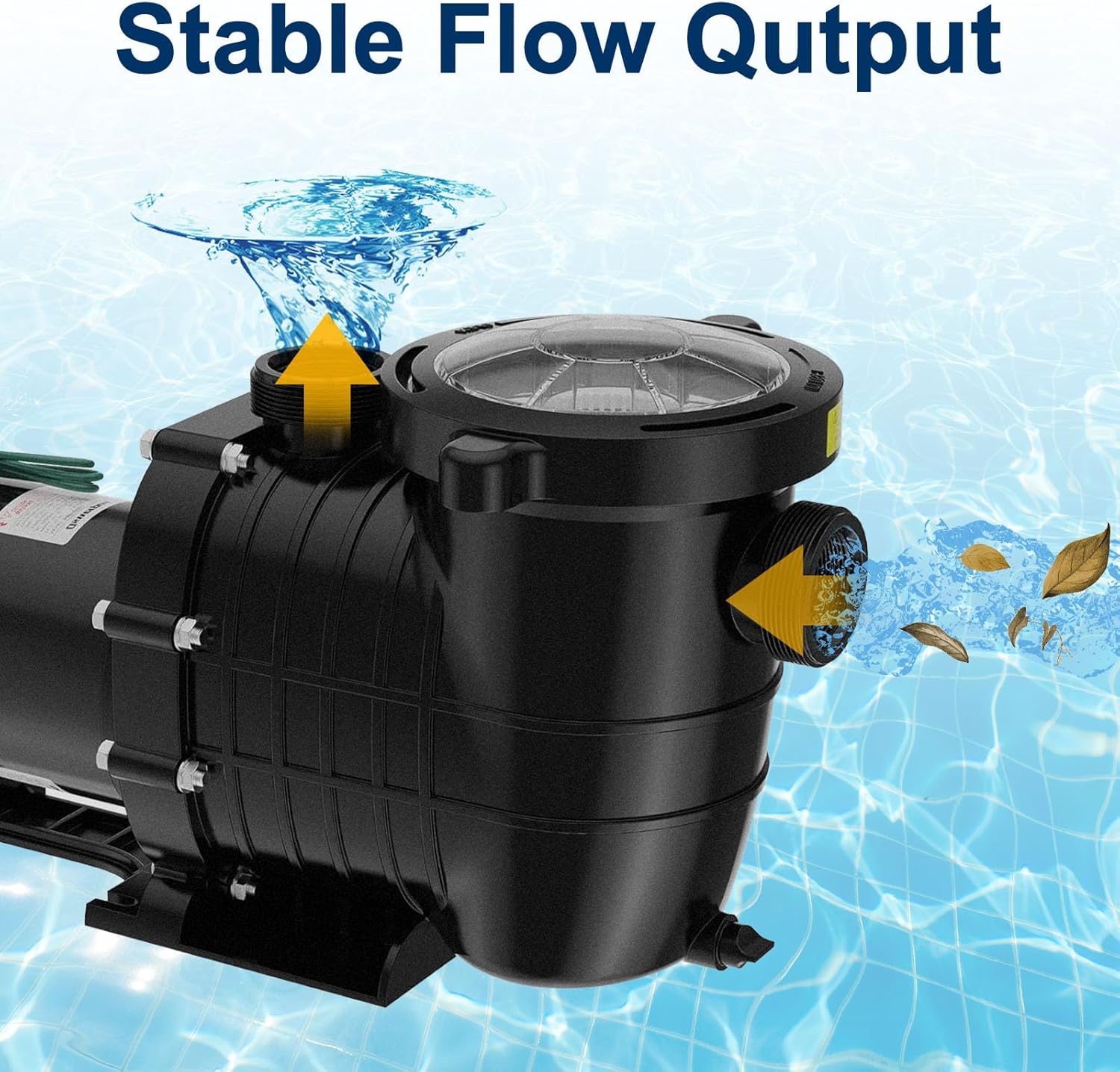 Pool Pump Above Ground/Inground 2.0 Horsepower 115V Powerful Copper Motor Self Primming 6900GPH Powerful Selfpriming Pool Pump/with Strainer Basket,Includes Pipe Fittings