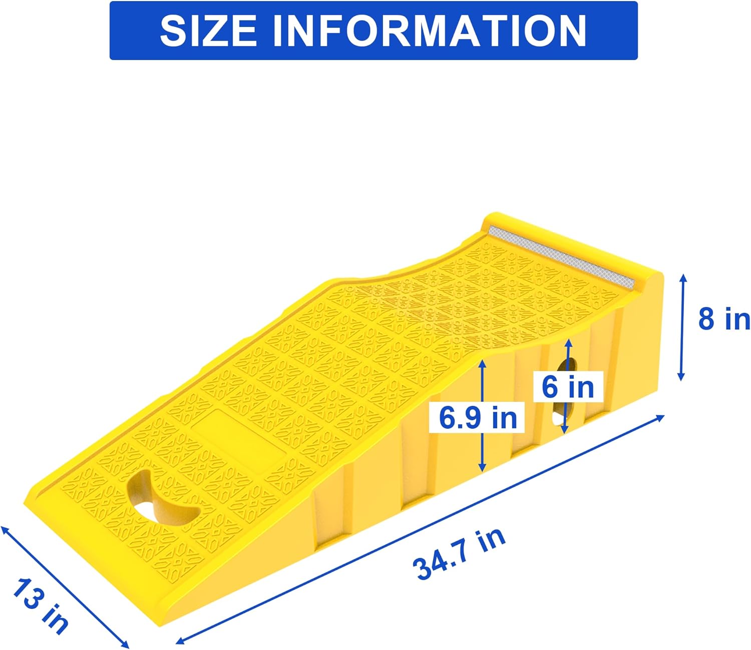 OrangeStar Car Ramps for Oil Changes and Maintenance, 2-Pack Portable Low Profile 6-Inch Lift Car Service Ramps for Garage, Heavy Duty Plastic Tire Ramps (L35in x W13in x H8in)