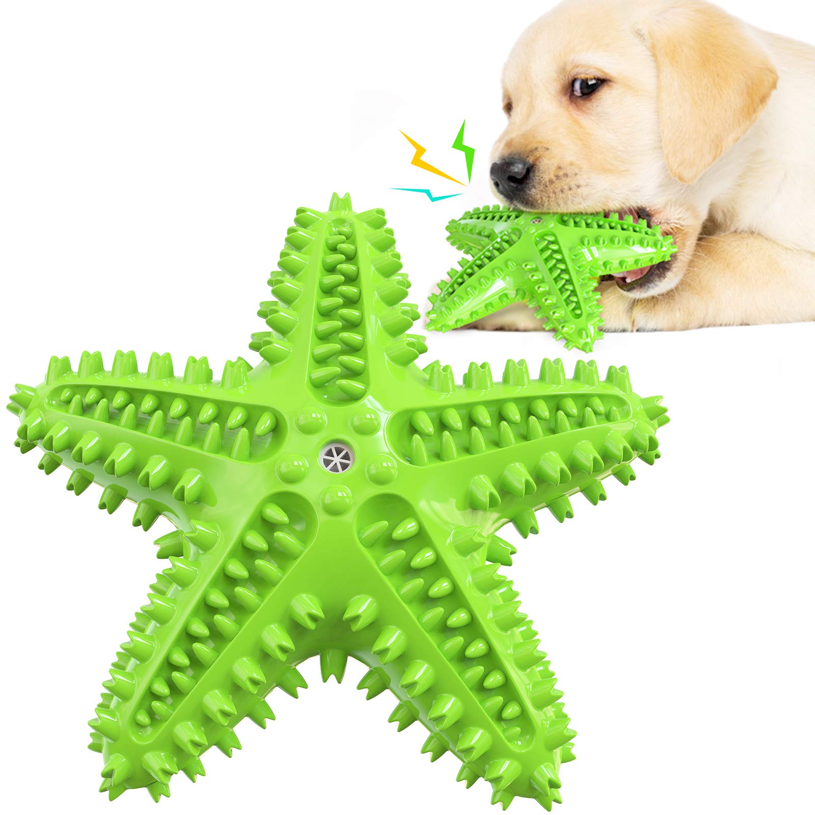 AcecyDog Toys, Puppy Teething Cleaning Toothbrush Toy, Durable Squeaky Interactive Starfish Puppy Toys for Small Medium Large Breed