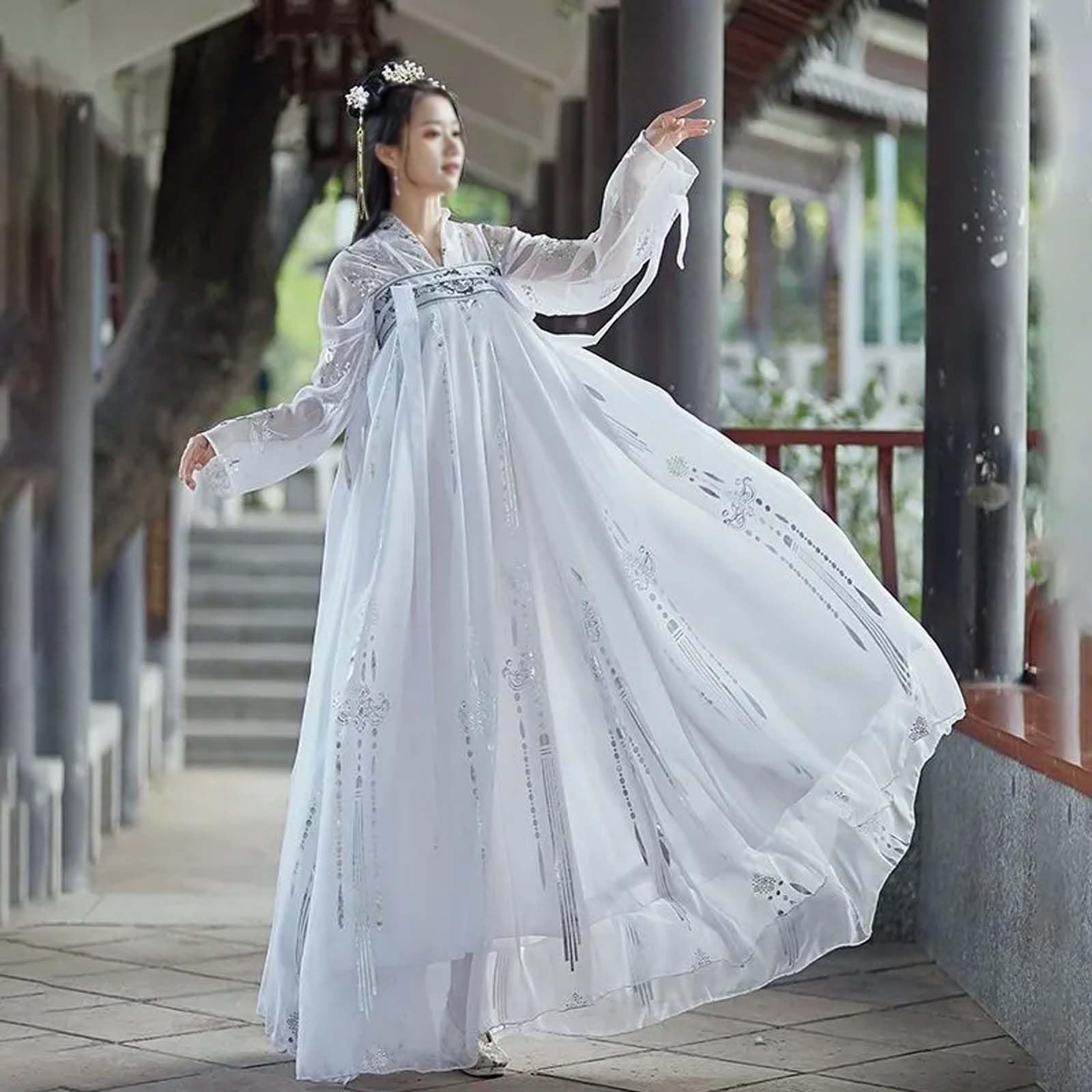 Antyczne sukienki Hanfu (S-3XL), damski kostium Tang (rozmiar plus), cosplay/na co dzień, top + spódnica + bluzka z rękawami