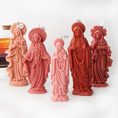 Miniatura 5 de Xidmold - Molde de resina Virgen María, molde de silicona 3D para escultura, vela, jabón, yeso, decoración religiosa del hogar (A)