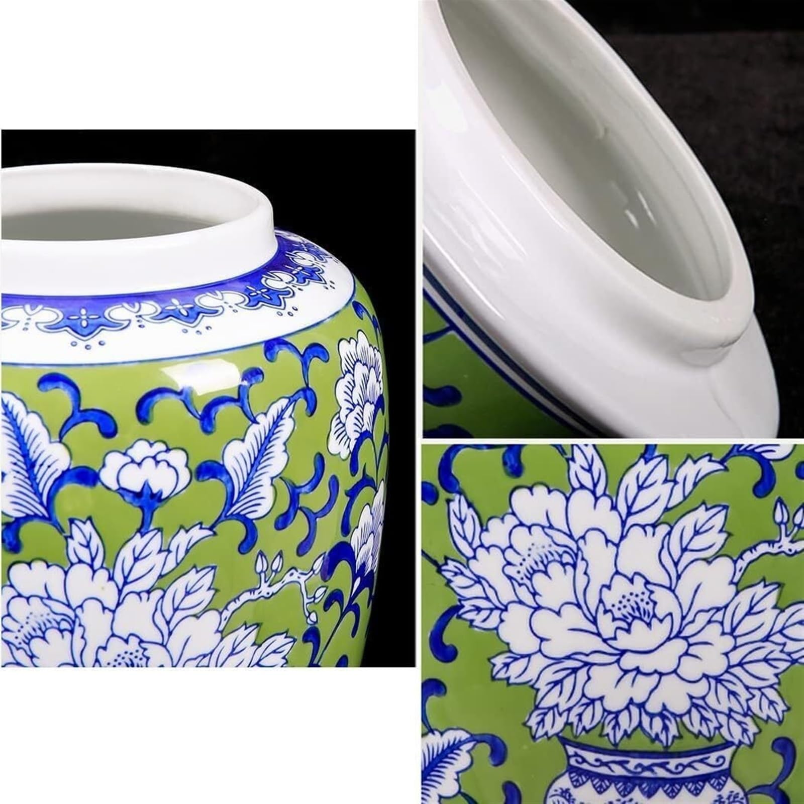 Ceramiczny wazon na imbirowy słoik z pokrywką, porcelanowy kwiatowy słoik do dekoracji salonu, dekoracyjny wazon na kwiaty