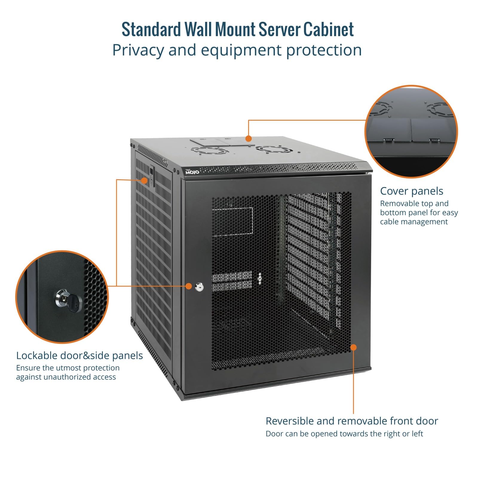 Tecmojo Armadio di Rete 19 Pollici 12U Server a Parete Profondità 450mm Rack IT Porta Forata Nero