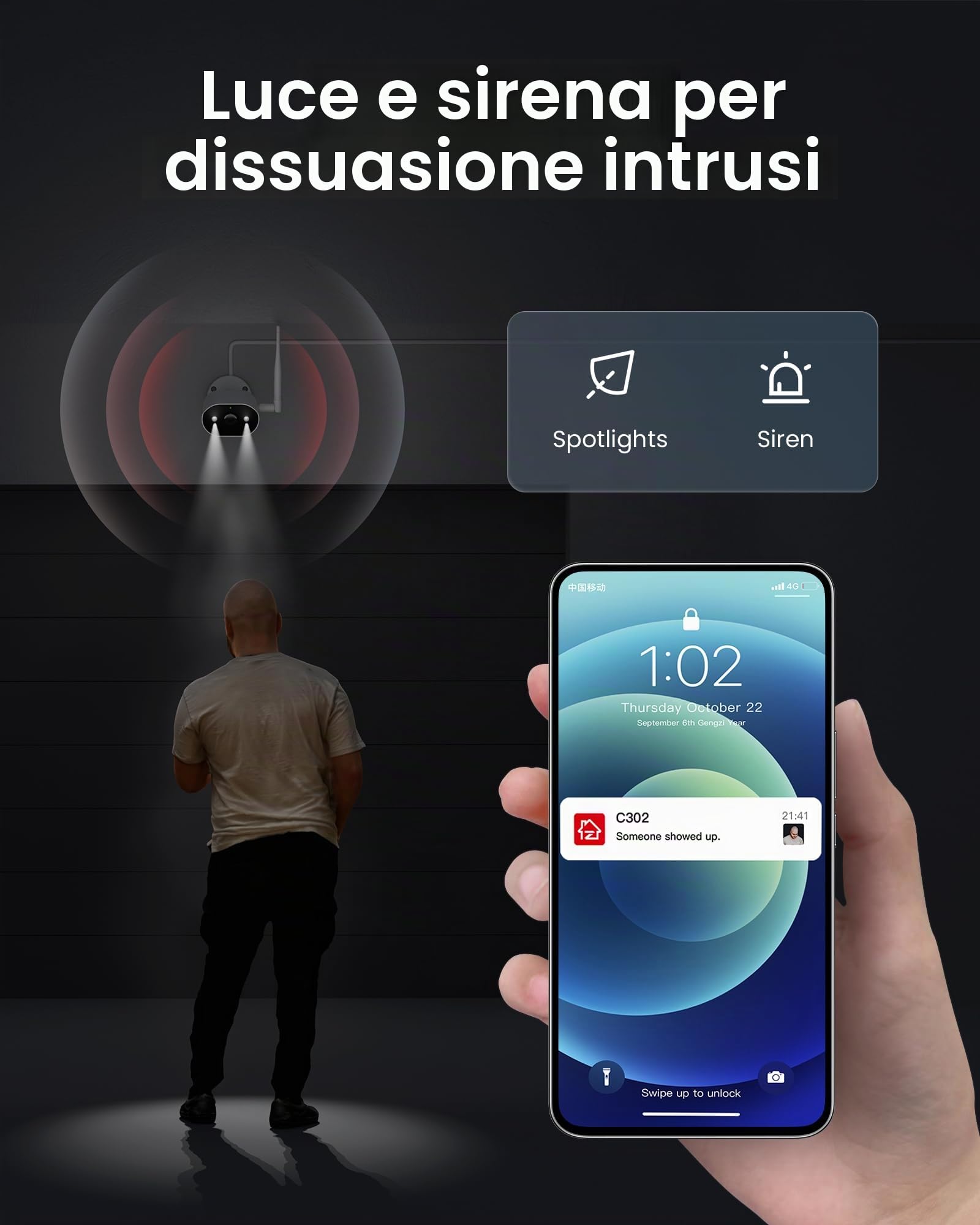 ZOSI 3MP Kit Videosorveglianza WiFi Esterno, 8CH NVR con 4 Telecamere WiFi 6, Scheda di Memoria da 64GB, Audio a 2 Vie, Rilevamento Persone AI, Visione Notturna a Colori, C302