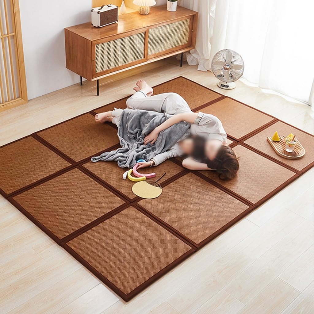 Amazon | ユニット畳 60x60cm 籐 ラグ 折りたたみ ラグ 夏用 厚手20mm 
