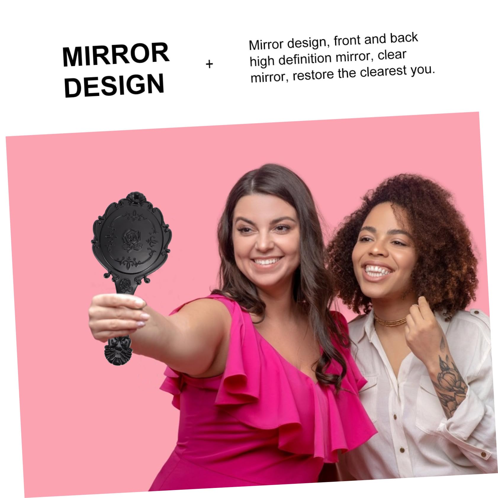 BIUDECO Hand Mirror for Women Portable Makeup Vanity Mirror Lights Retro Design Perfect for Vanity Decor Travel