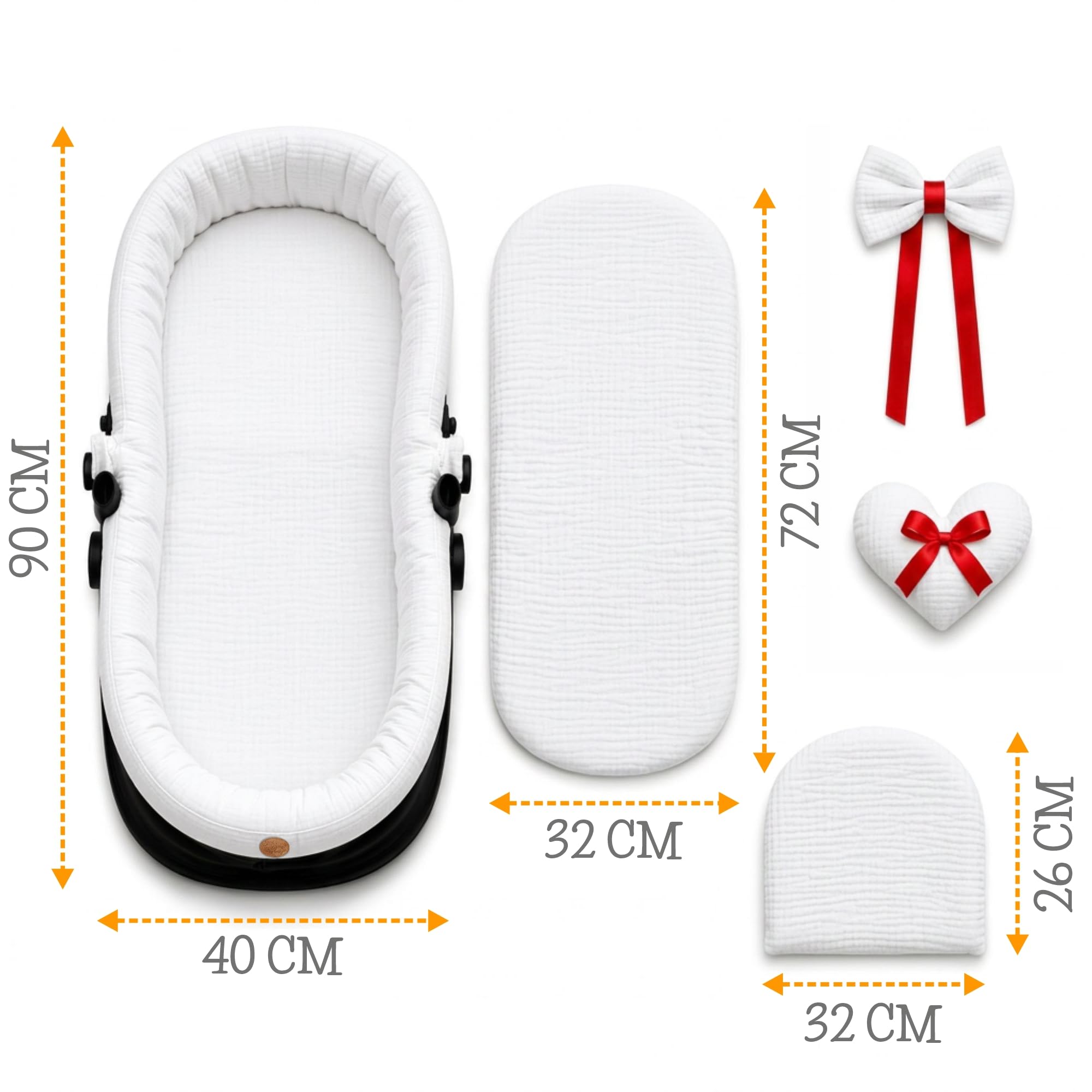 Cubre Capazo Universal de Muselina de Algodón – Funda Capazo Interior Transpirable que Viste y Protege el Cochecito – Set 3 Piezas con Almohada e Inserción Recién Nacido Rosa