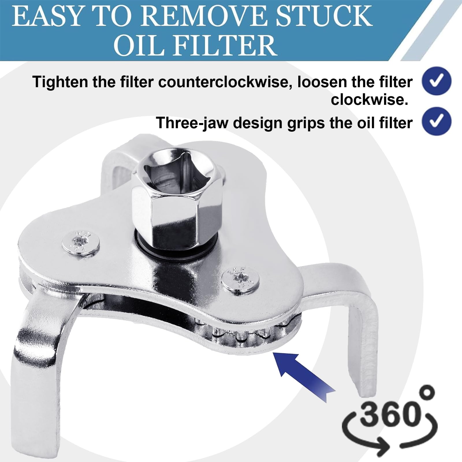 Chiave Per Filtro Olio Regolabile Ø64-116mm - 3 Ganasce - Per Auto E Moto - Foto 2