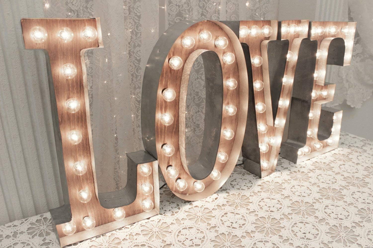 Custom marquee lights 18" - 48" or Larger letter lights LOVE Wedding Marquee Signs Industrial lighting w/Metal, Large Light Bulb Letter Sign Wall Light Marquee Sign