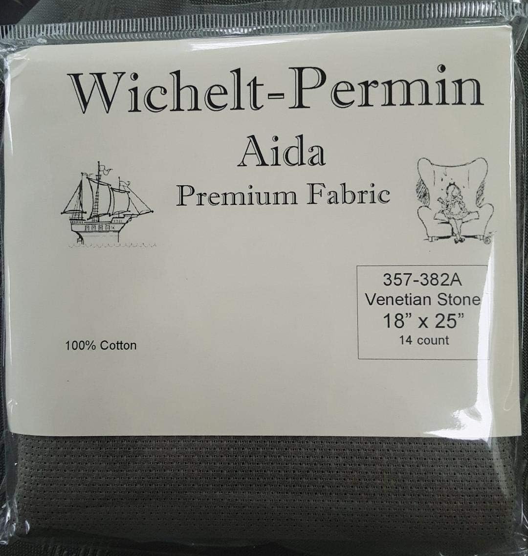 Wichelt Permin Premium AIDA Cross Stitch Fabric 14 Count Venetian Stone 18" x 25"