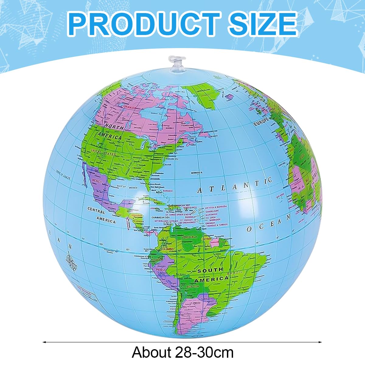 3 Globes Terrestres Gonflables En PVC - 30 Cm Gonflé, Carte Monde éducative Pour Enfants, Plage, Piscine