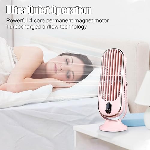 Miniatura 5 de Ventilador de torre de mesa portátil, enchufe USB de 5 velocidades, ventiladores de escritorio personal, silencioso, sin escobillas, ventilador de