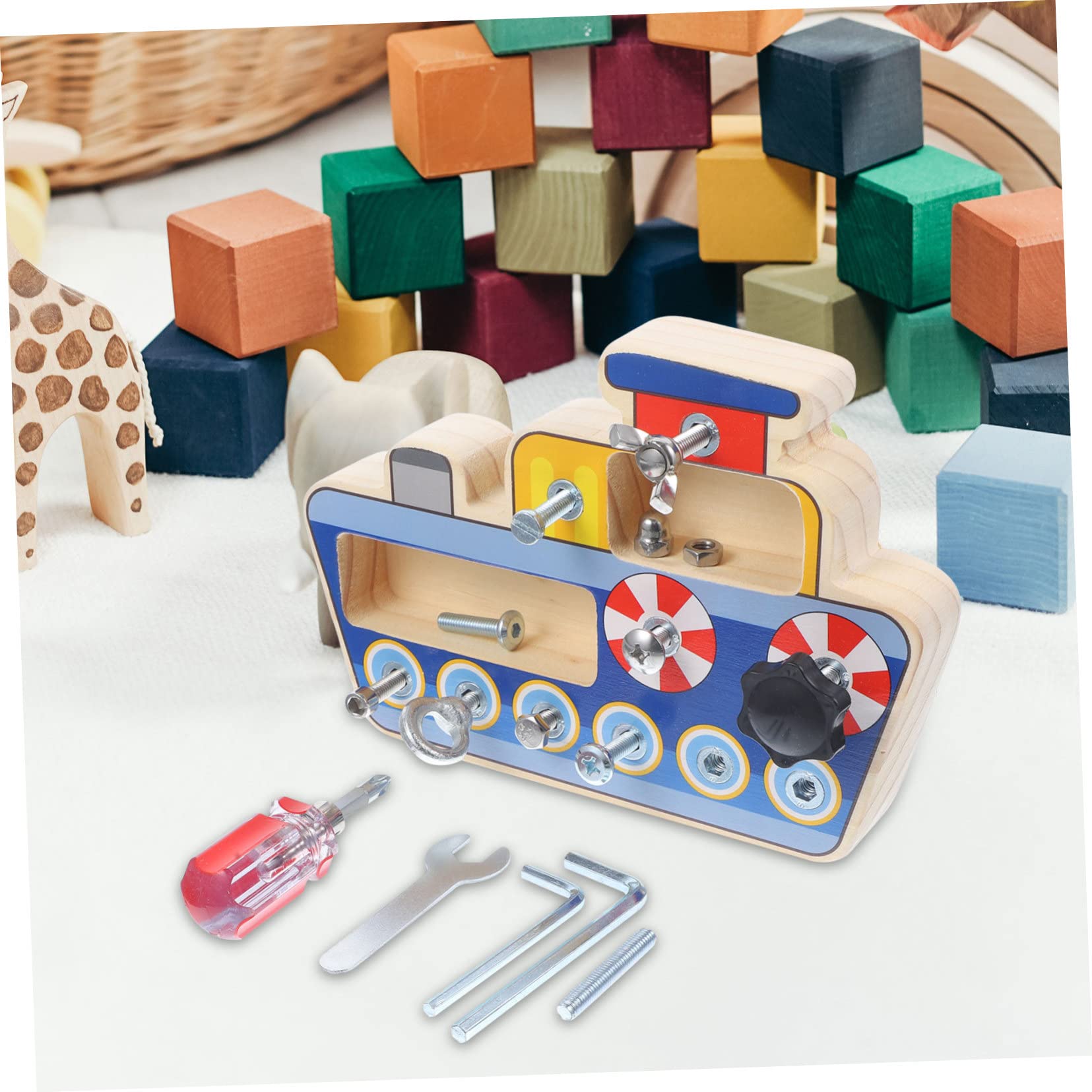 ORFOFE Herramientas Infantiles de Madera con Destornillador Reutilizable Juguete Sensorial Divertido para Educativo para Desarrollo Cognitivo y Coordinación