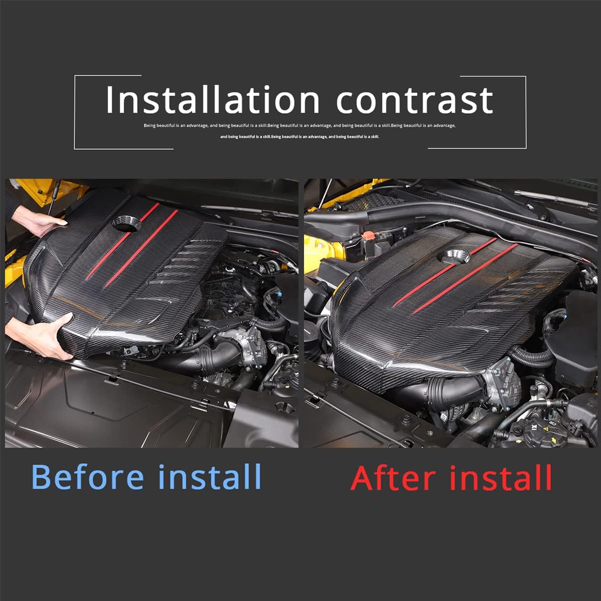 Real Carbon Fiber Center Engine Splash Shield Compatible with Toyo Supra GR A90 A91 MK5 2019 2020 2021 2022 Under Cover Front, Replacement Part, 1PCS (Engine Case Guards)