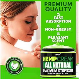 Natural Hemp Cream - Maximum Strength Gel - Hemp Cream with Arnica, MSM, Glucosamine, Menthol, Aloe, Turmeric, Boswellia - Fast Absorption, Non-Greasy - Advanced Formula - 4 oz