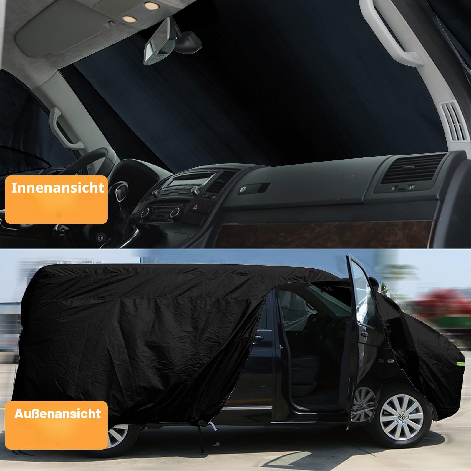 Autoabdeckung Vollgarage Ersatz für Ford Transit Custom L1H1 2012-2022 | 300D Allwetter Wetterfeste Autoabdeckung für Drinnen und Draußen mit Reißverschlusstür und Winddichtem Gurt