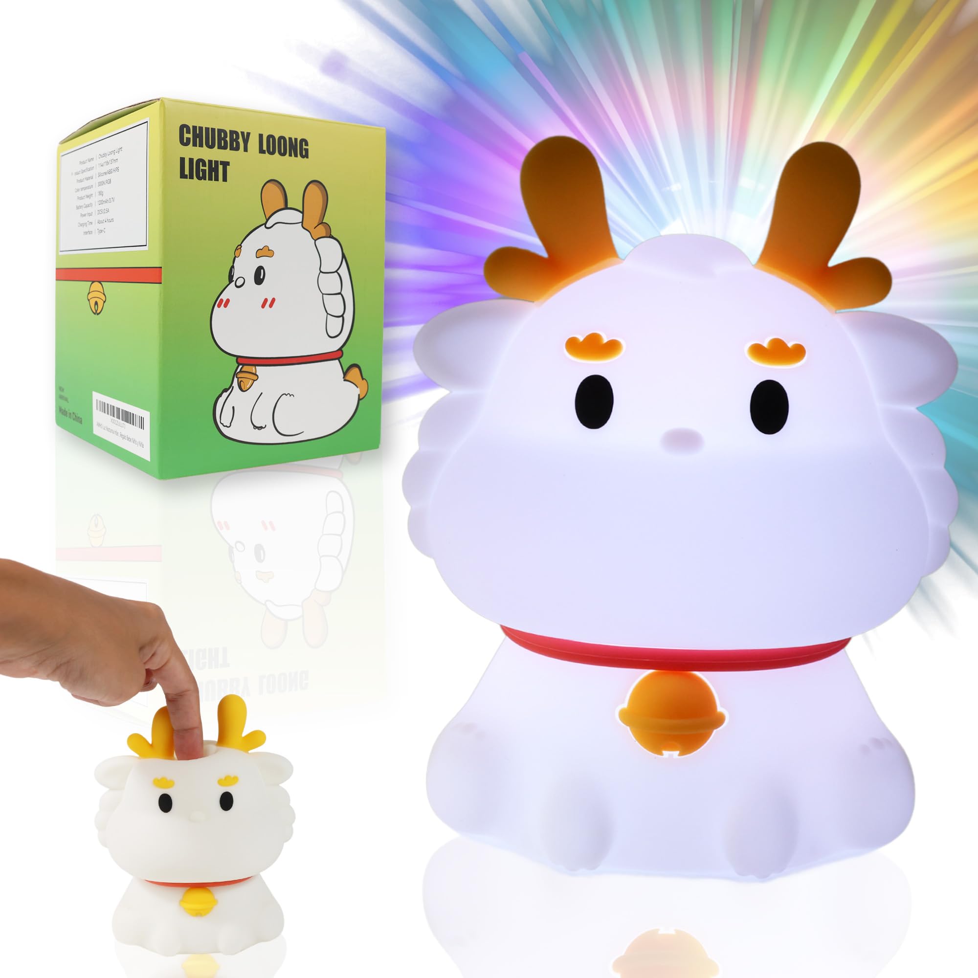 AMHÖ Children's Night Light and Lamp Baby Night Rechargeable Touch Silicone Remote Control with 16 Colours