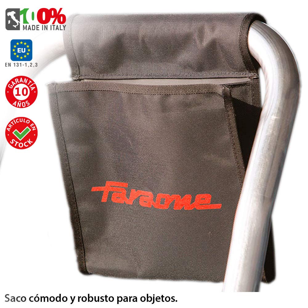 Faraone - Escalera de Aluminio - Escalera de Tijera DOMUS04-162 x 50 x 15 cm - Escalera 4 Peldaños - Máxima Seguridad - Fácil Transporte - Peldaños Anchos y Cómodos