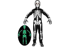 Boys Halloween Costume Skeleton Glow in The Dark Scary Skull