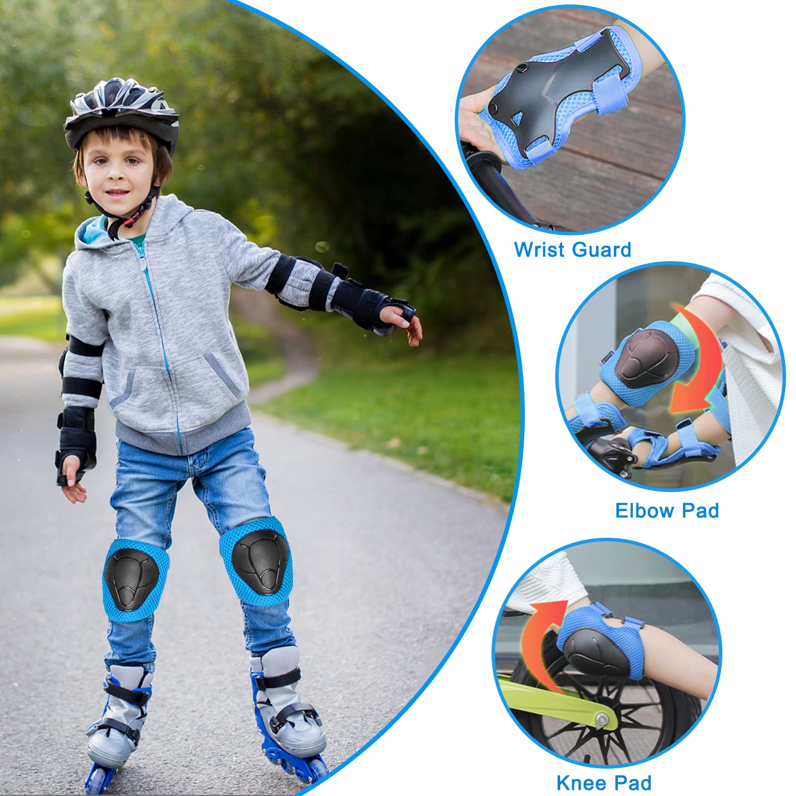 SKATEWIZ Kniebeschermers voor kinderen - Inline skate beschermers - Knie- en elleboogbeschermers - SMASH Maat M/L Zwart