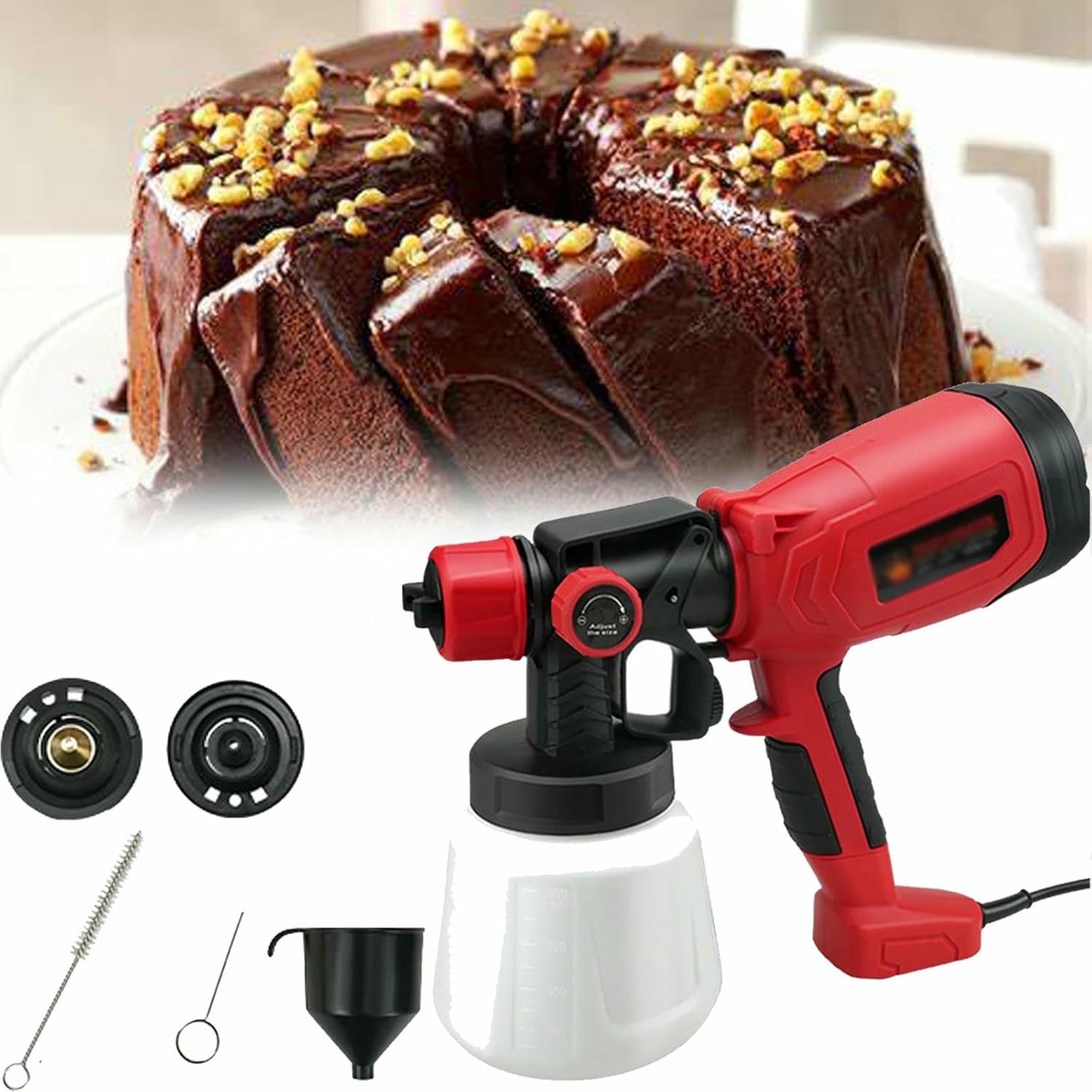 Rociador eléctrico para modelar Pasteles, Pistola rociadora de Chocolate para Pasteles, Multifuncional, Buena disipación de Calor, rociado Uniforme, 3 Patrones de rociado Ajustables