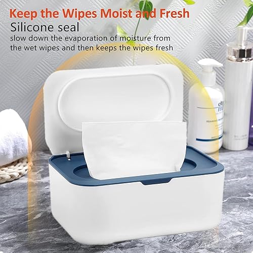 Miniatura 4 de Dispensador de toallitas con 2 soportes portátiles recargables para toallitas, caja grande reutilizable para toallitas desechables, contenedor de