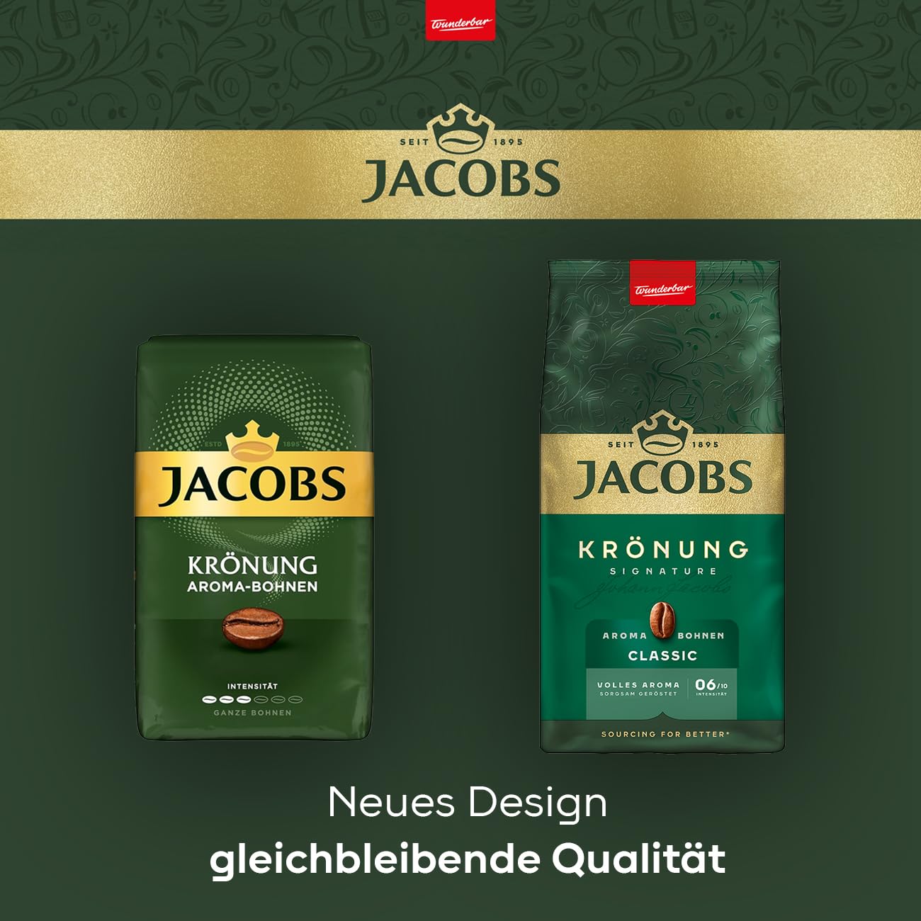 Jacobs Kaffeebohnen Krönung Classic Aroma-Bohnen, nussig mit Zitrusnote, geröstet in Bremen, Intensität 6/10, Kaffee ganze Bohnen, 500 g