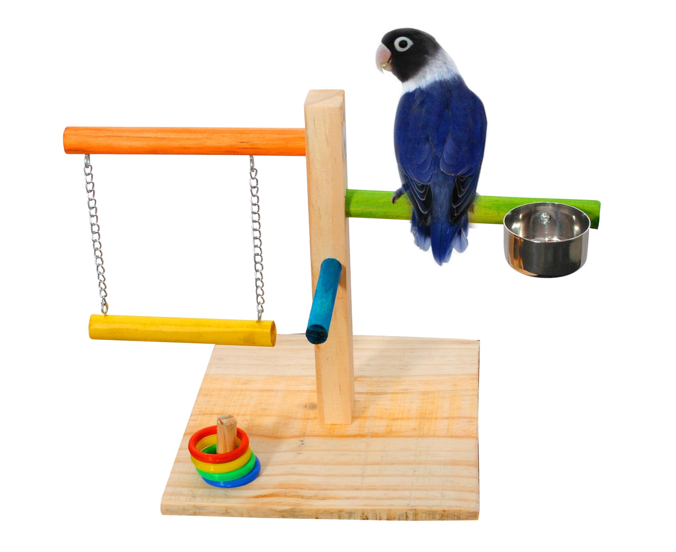 Poonch Wooden Bird Playing Stand with Swing Feeder Bowl Multiple perches and Ring Game Multi Food Color for Budgies Cockatiel Lovebird and Other Parrots (B0CX2QSCD6) Amazon Price History, Amazon Price Tracker