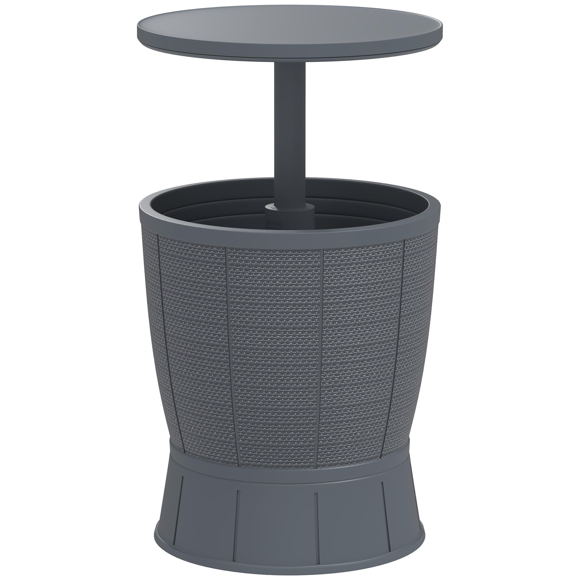 Outsunny Mesa Nevera para Exterior 41 L 3 en 1 Cool Bar Mesa Auxiliar con Altura Ajustable 58-84 cm Cubo de Hielo Tapa Superior Elevable para Fiesta Piscina Jardín Patio Gris